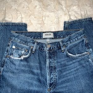 AGOLDE Riley High Rise Straight Crop, medium indigo size 27